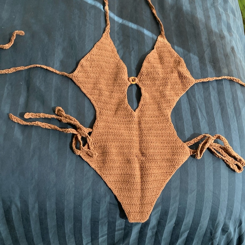 Akoia Swim XS brown cotton one piece
